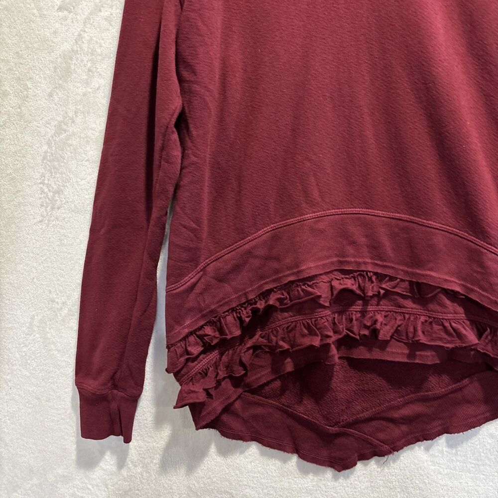 Wilt Ruffle Trim Asymmetrical Sweatshirt Burgundy Women's Size Small Lagenlook - Picture 3 of 14